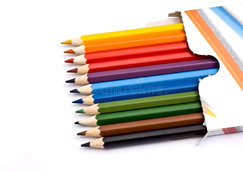 A box of colorful pencils