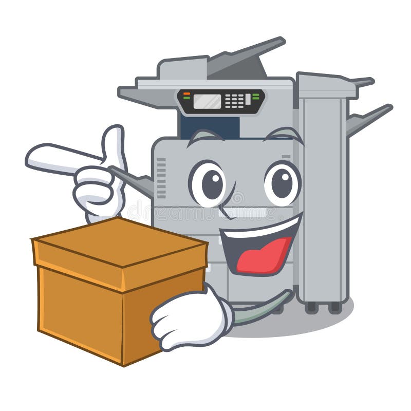 With Box Copier Machine Isolated in the Cartoon Stock Vector