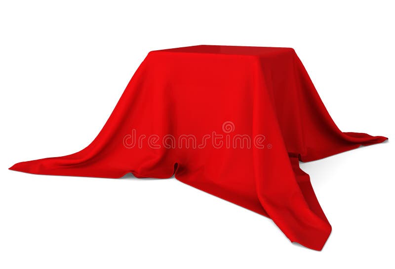 Realistic Box Covered with Red Silk Cloth. Isolated on White Background.  Satin Fabric Wave Texture Material Stock Vector - Illustration of cover,  podium: 192782766