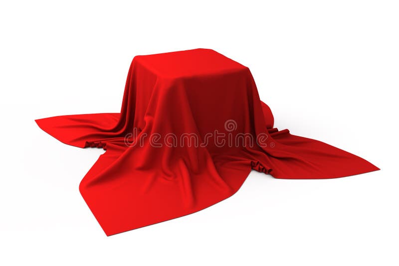 Realistic Box Covered with Red Silk Cloth. Isolated on White Background.  Satin Fabric Wave Texture Material Stock Vector - Illustration of cover,  podium: 192782766