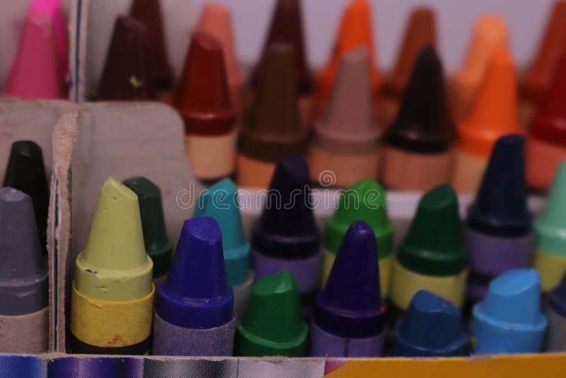 A Box of 64 Crayola Crayons Stock Photo Image of childrens, orange