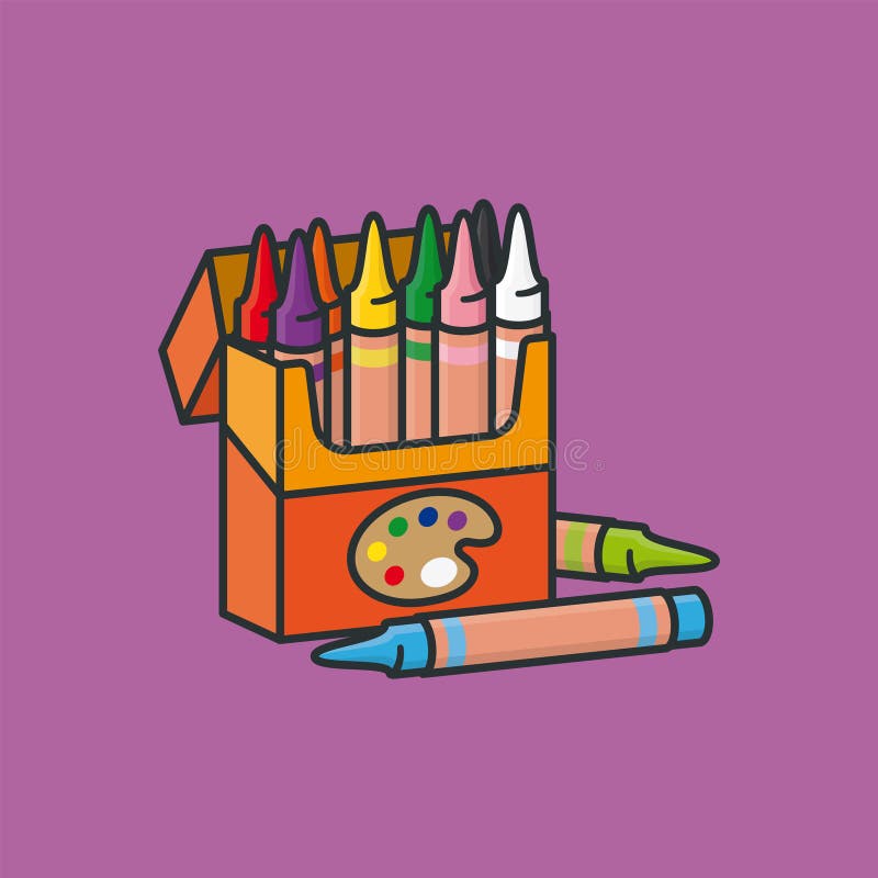 Box of Crayons Vector Illustration Stock Vector Illustration of