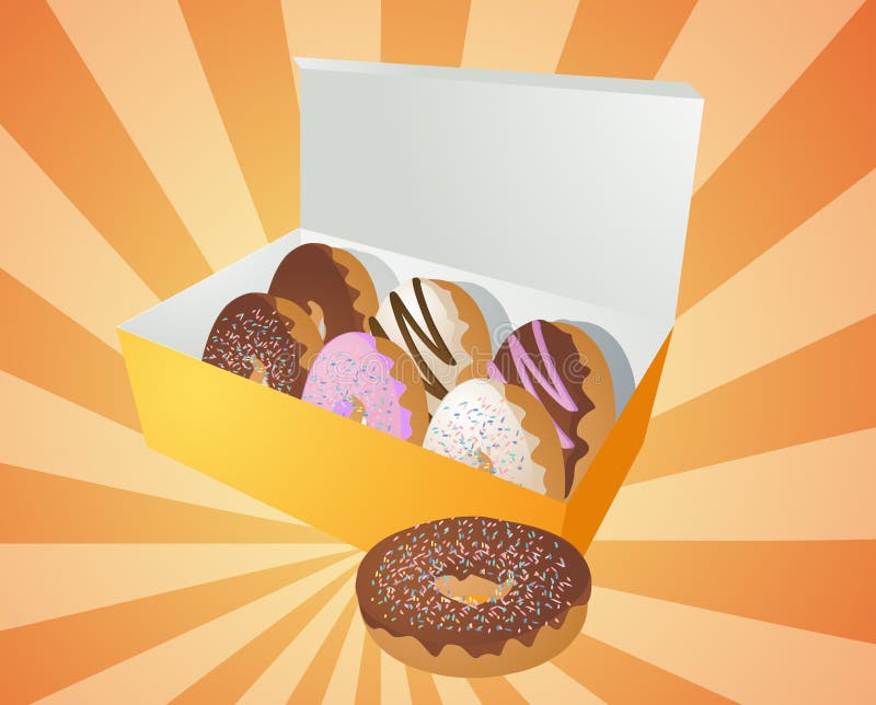 Donuts in a box stock vector. Illustration of boxed, junk 1853308