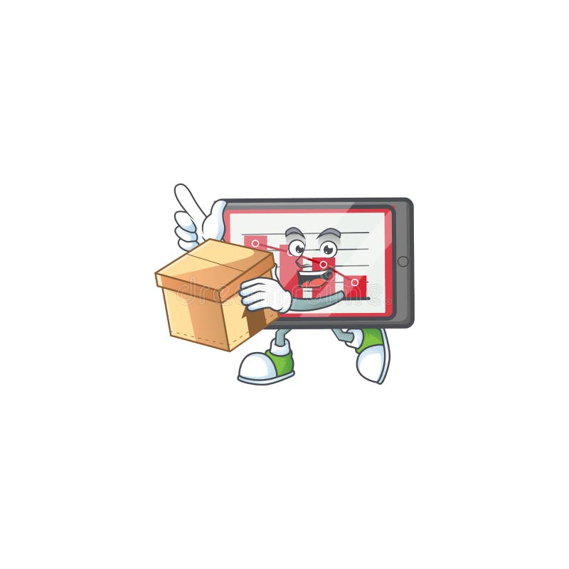 With Box Down Chart Horizontal Table in Cartoon Character. Stock Vector