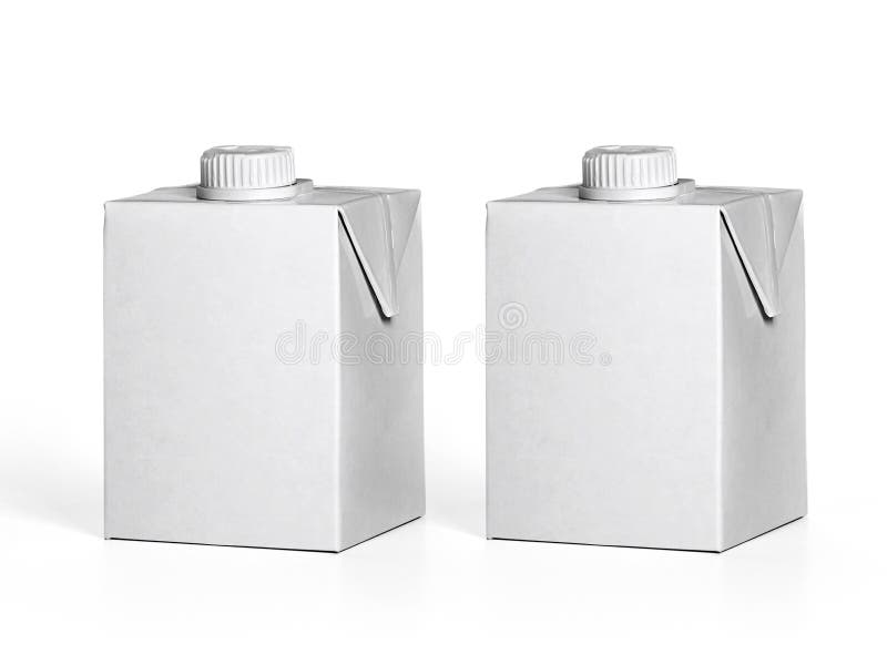Box empty white fruit juice isolated on white background stock photography