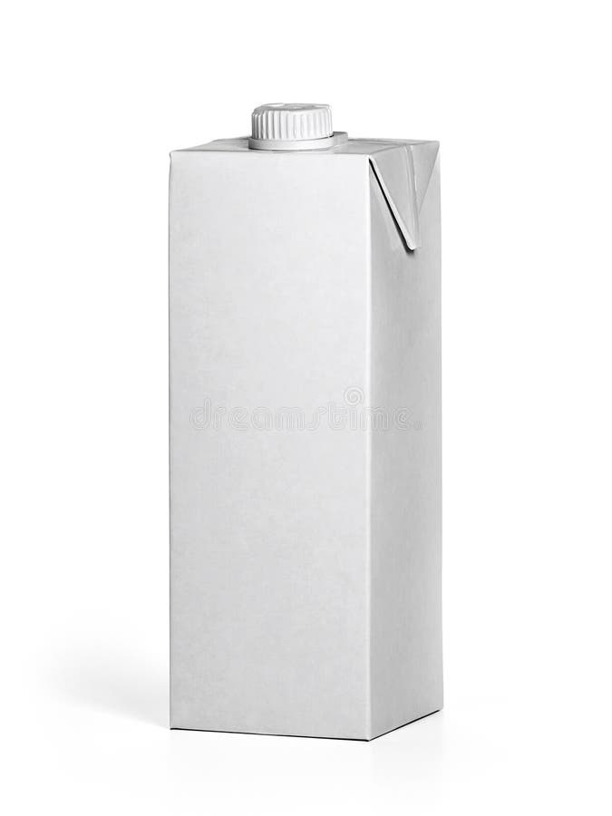 Box empty white fruit juice isolated on white background royalty free stock photo