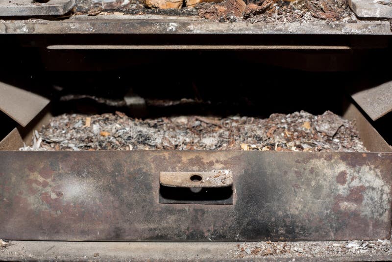 A Box Full of Ashes Under the Fireplace Stock Photo Image of metal