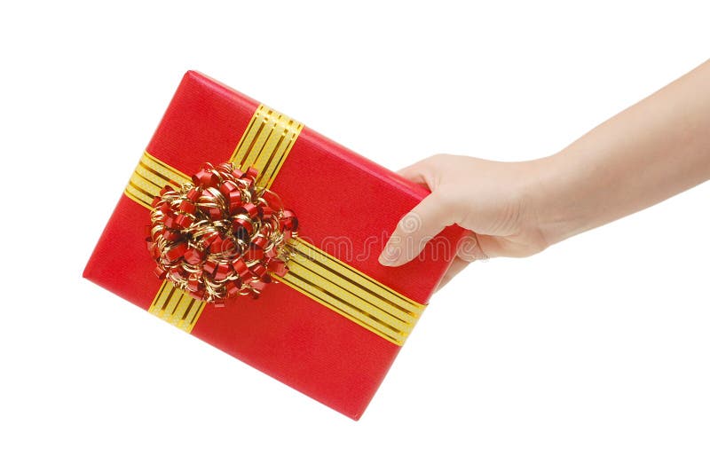 Box with a gift in a hand