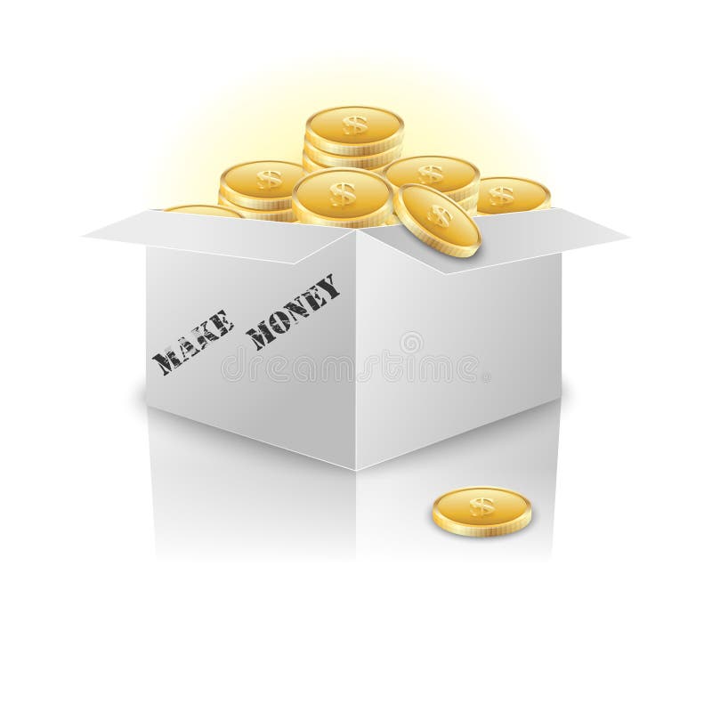Box with gold coins.