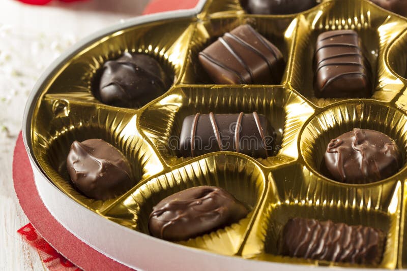Box of Gourmet Chocolates for Valentine S Day Stock Image Image of