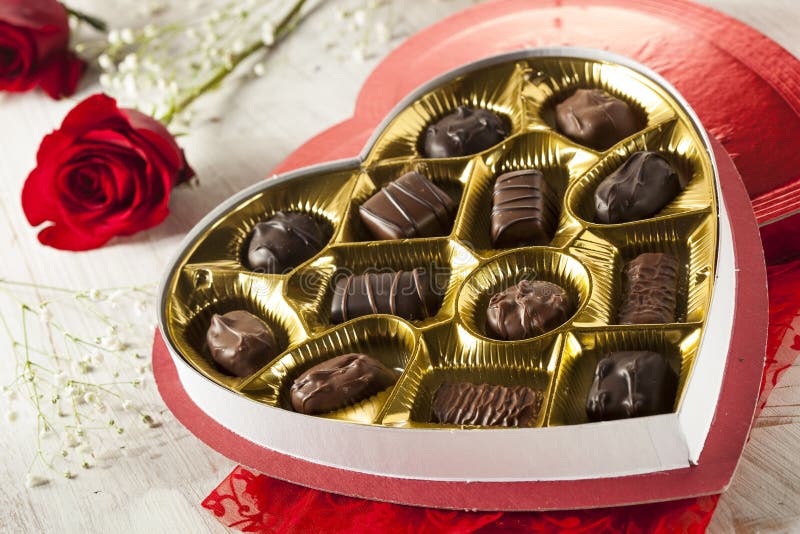 Box of Gourmet Chocolates for Valentine S Day Stock Photo Image of