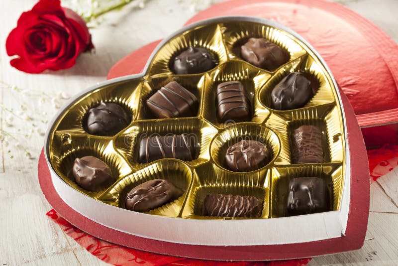 Box of Gourmet Chocolates for Valentine S Day Stock Photo Image of