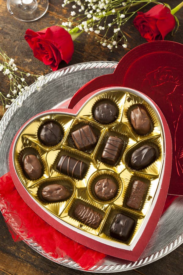 Box of Gourmet Chocolates for Valentine S Day Stock Image Image of