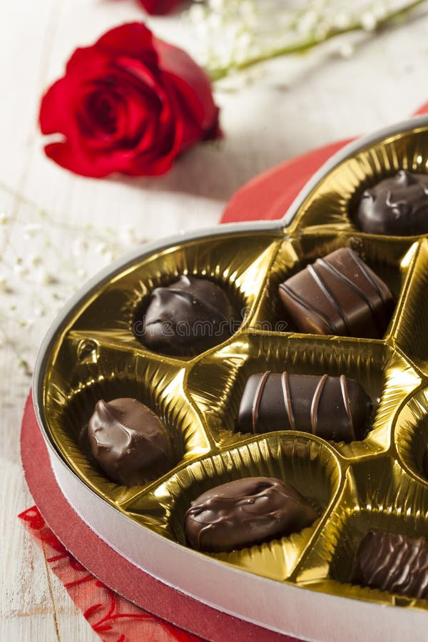 Box of Gourmet Chocolates for Valentine S Day Stock Photo Image of
