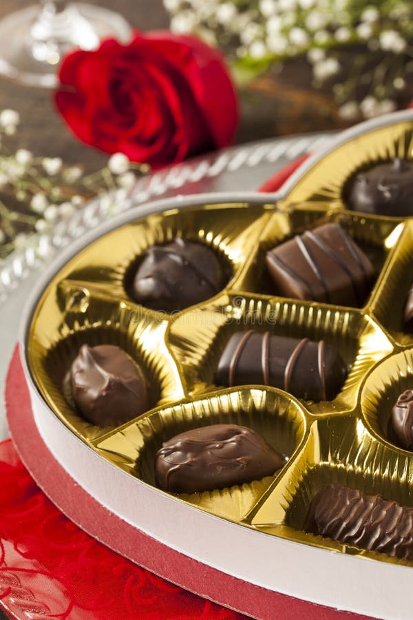 Box of Gourmet Chocolates for Valentine S Day Stock Image Image of