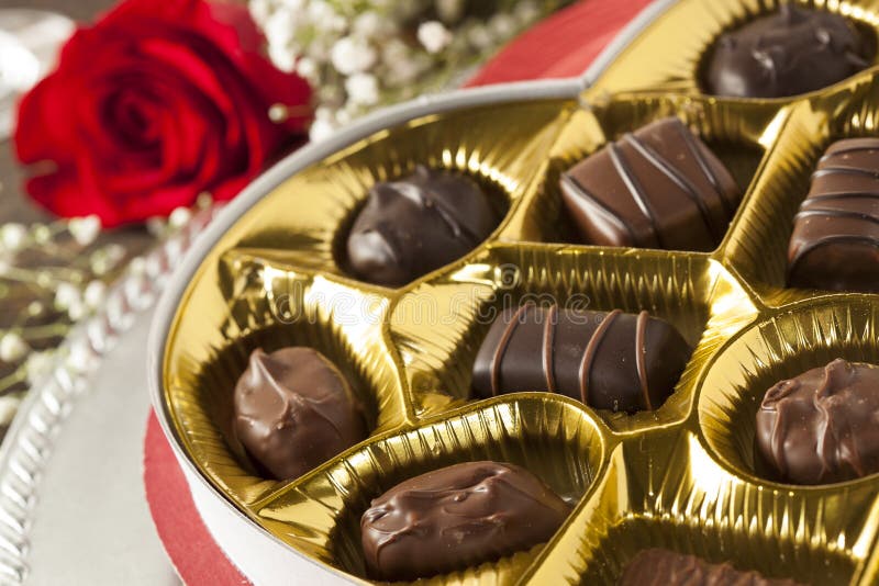 Box of Gourmet Chocolates for Valentine S Day Stock Photo Image of