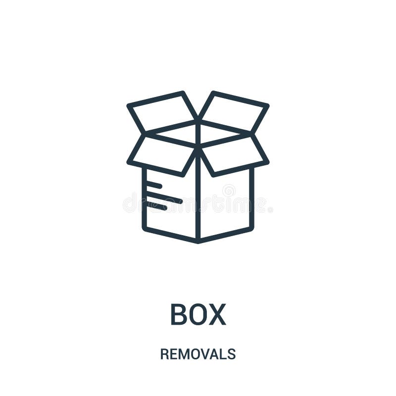 Box icon vector from removals collection. Thin line box outline icon vector illustration. Linear symbol for use on web and mobile apps, logo, print media. Removals symbol vectors
