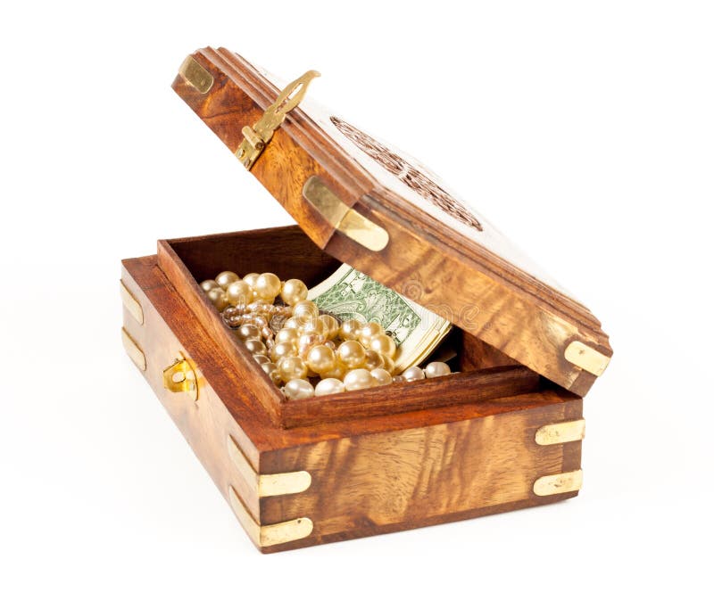 Box with money and jewelry stock photo. Image of fortune 25085606