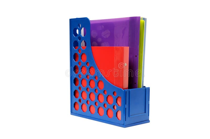 Box for papers isolated on a white background. Standing file folder stock images, royalty-free photos and pictures