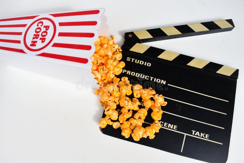 Box Of Popcorn And Film Clapperboard