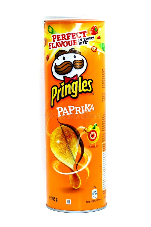 Box of Pringles Crisps with Paprika on a White Background Editorial ...