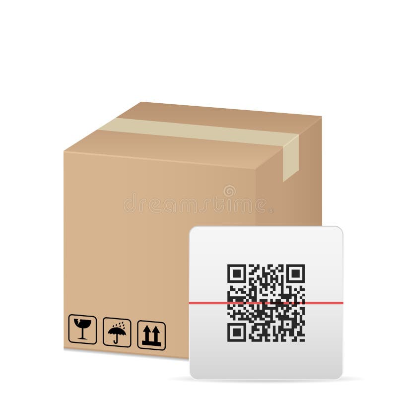 Box and QR code stock illustration Box and QR code stock illustration