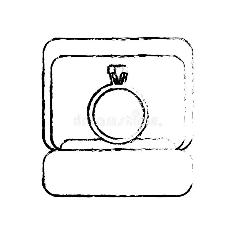 Sketch wedding ring in box stock illustration. Illustration of love