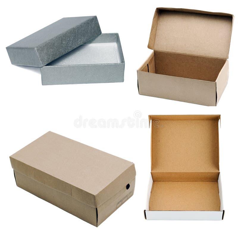 Cardboard box set Isolated object On White Background royalty free stock photo