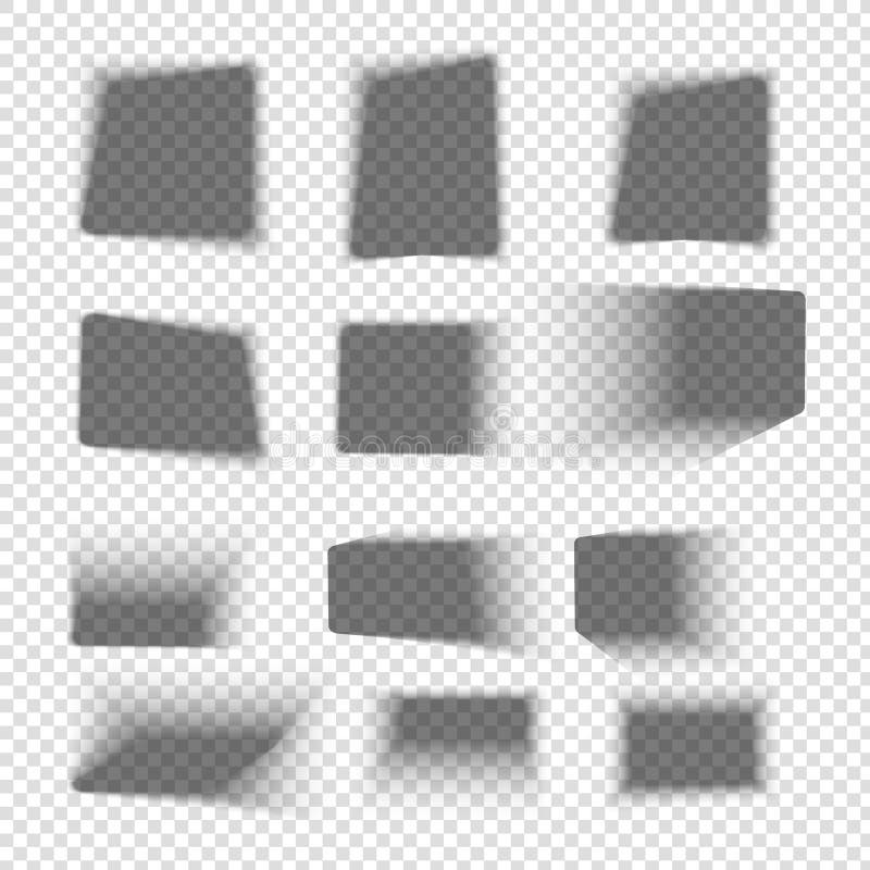 Box shadow set. Square realistic shadows with soft edges. stock illustration
