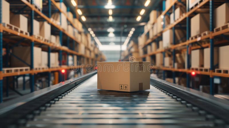 A Box is Sitting on a Conveyor Belt in a Warehouse Stock Image Image of warehouse cardboard A Box is Sitting on a Conveyor Belt in a Warehouse Stock Image Image of warehouse cardboard