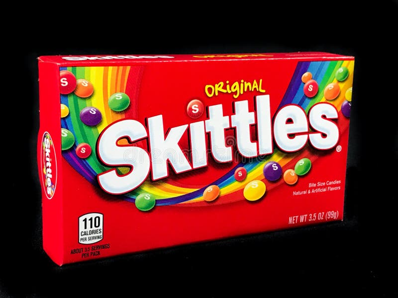 Download Box Of Skittles Candy On A Black Backdrop Editorial Stock ...