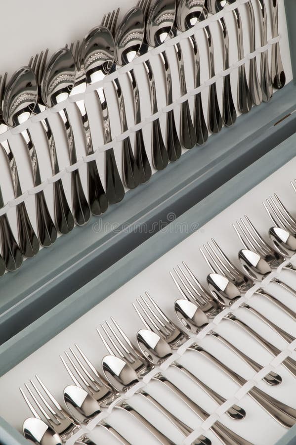Box of Stainless Steel Cutlery Stock Photo Image of elegance, stored 15636172
