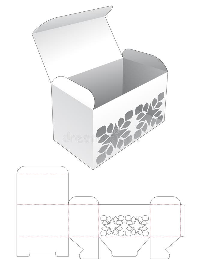 Box with stenciled pattern die cut template