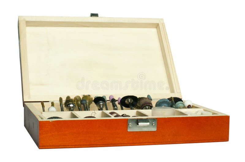 Box of Tools for Sharpening and Grinding Stock Photo Image of