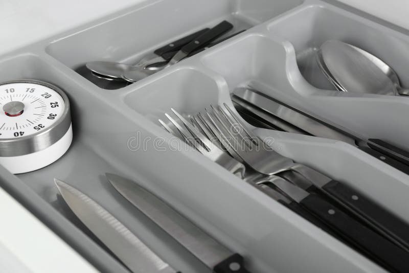 Box with Utensils, Closeup. Order in Kitchen Stock Photo Image of
