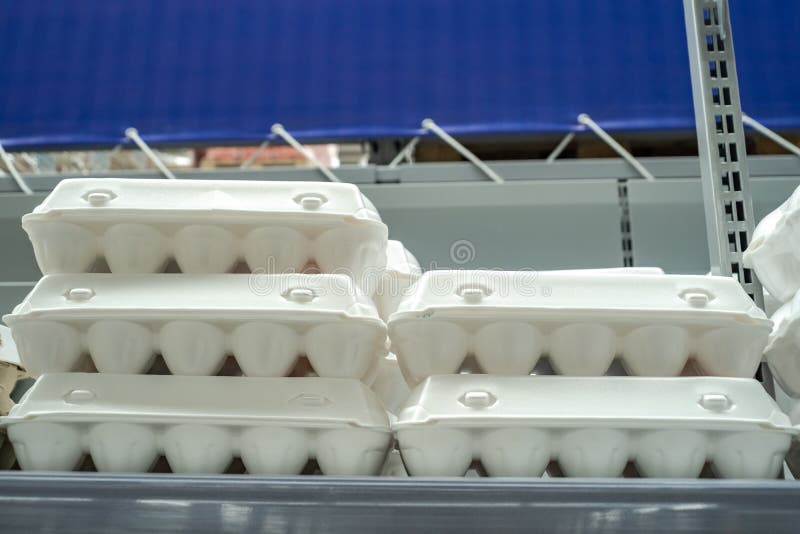 Boxed Eggs Sold at the Grocery Store Stock Image Image of store
