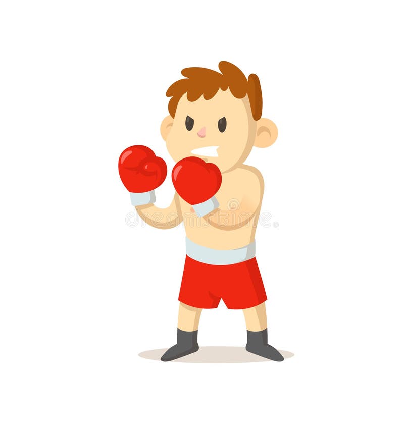 Boxer Boy in Boxing Gloves Standing. Sport and Fitness. Cartoon Vector ...