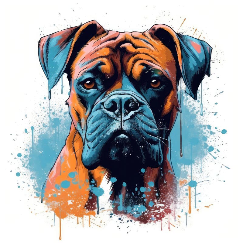 Boxer Dog On White Background Logo. Generative AI