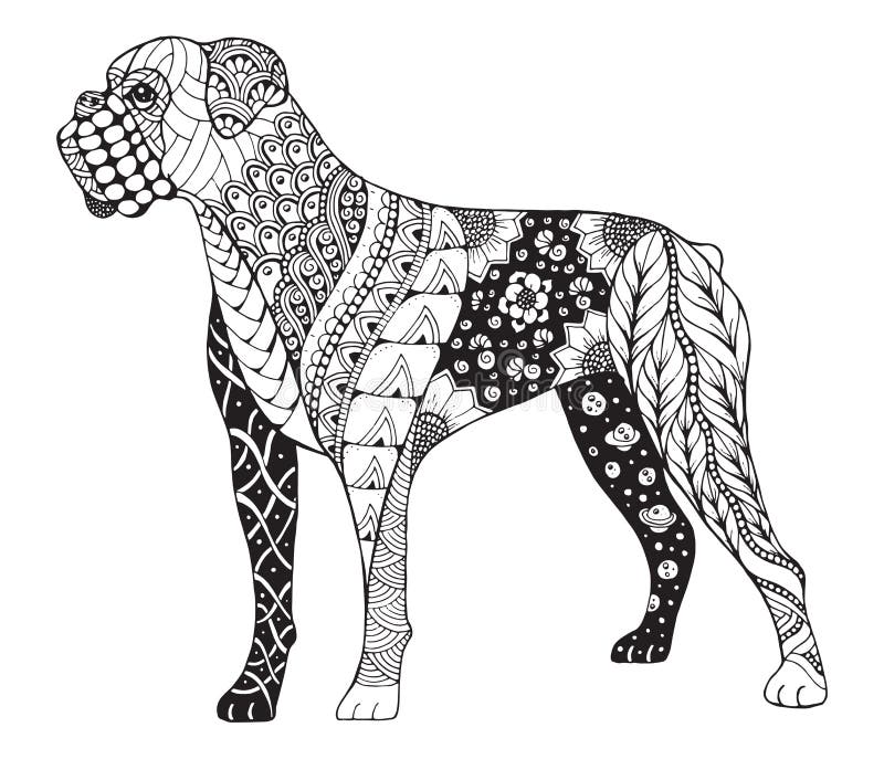 Download Boxer Dog Zentangle Stylized, Vector, Illustration ...