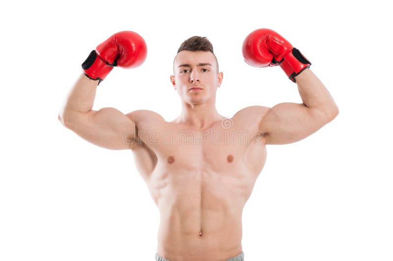 Boxer flexing biceps