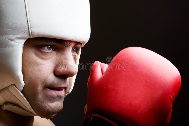 Boxer in Helmet and Boxing Gloves Stock Image Image of studio, gloves 20846953