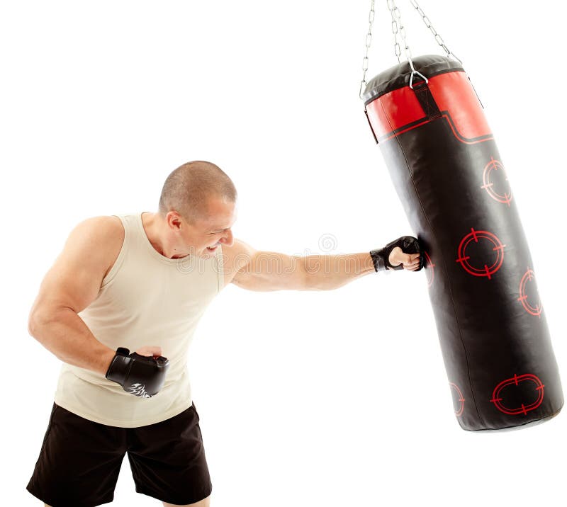Boy Hitting The Punching Bag Stock Image Image of hitting, gray 36140093