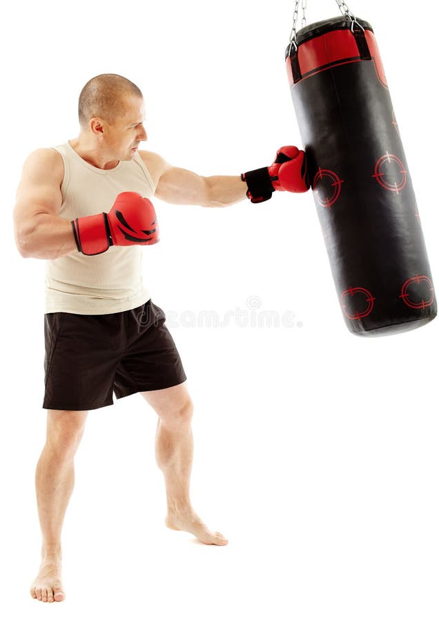 Boy Hitting the Punching Bag Stock Image Image of energetic, grip