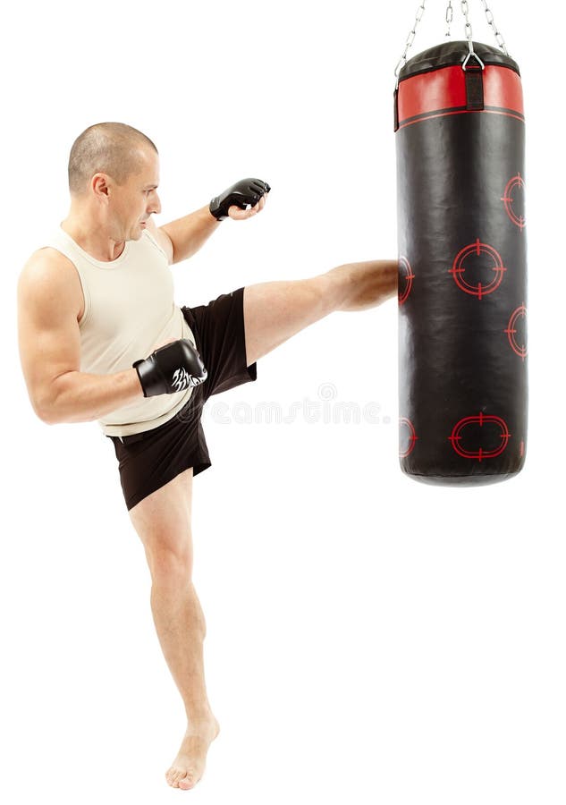 Boy Hitting The Punching Bag Stock Image Image of hitting, gray 36140093