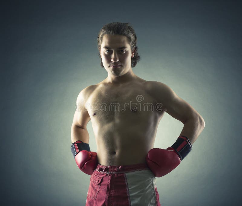 Boxer with red gloves stock photo. Image of caucasian 34619772