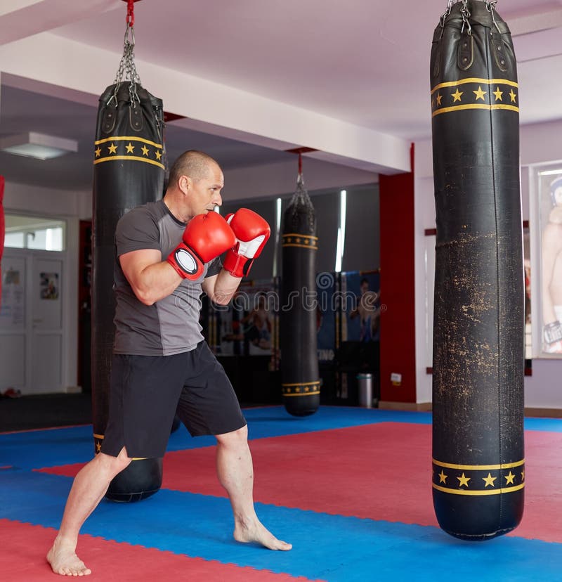 Boxer Working the Heavy Bag Stock Photo Image of health, exercise