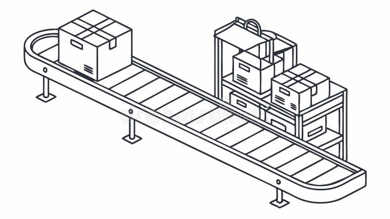 Boxes on Conveyor Belt, Warehouse Operations, Shipping, vector design Generative AI vector illustration