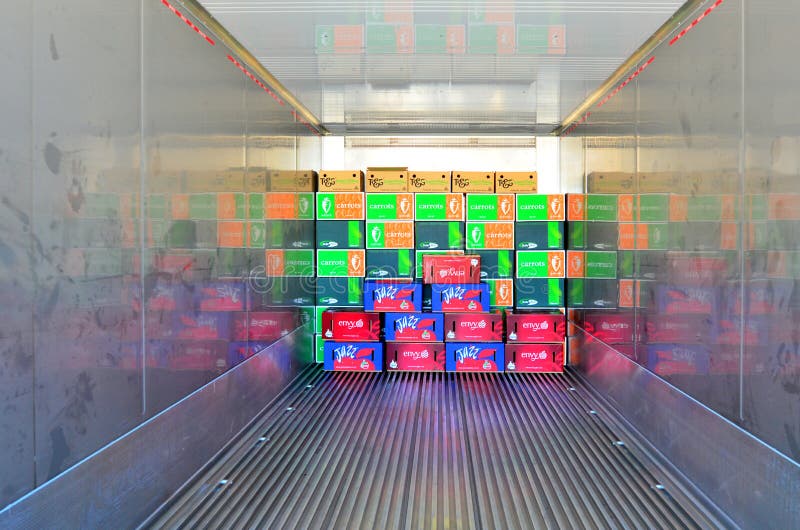 Boxes in a refrigerated container