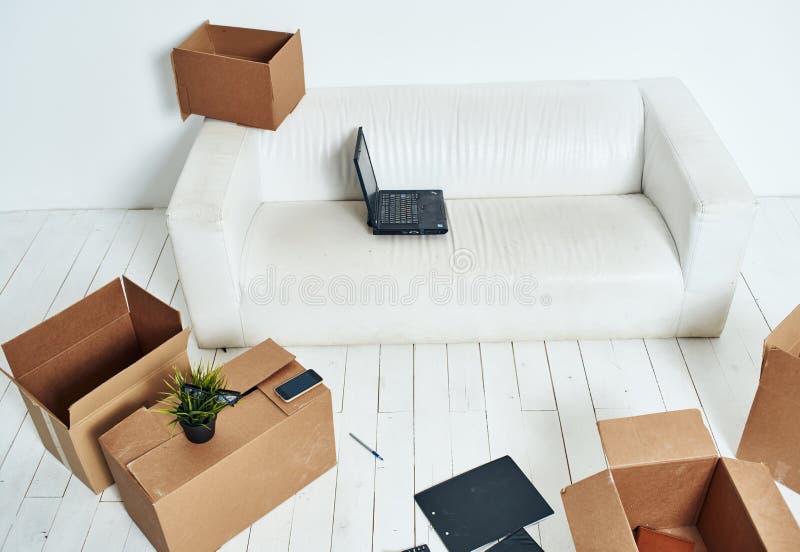 Grey Sofa Moving Boxes Stock Photos Free & RoyaltyFree Stock Photos