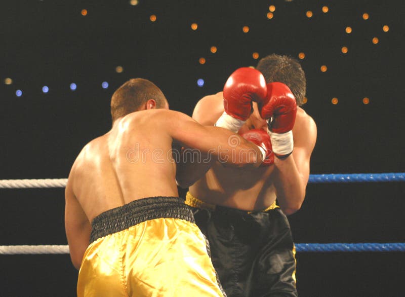 Zwei Boxer gehen Zehe bis Fuß in den ring.